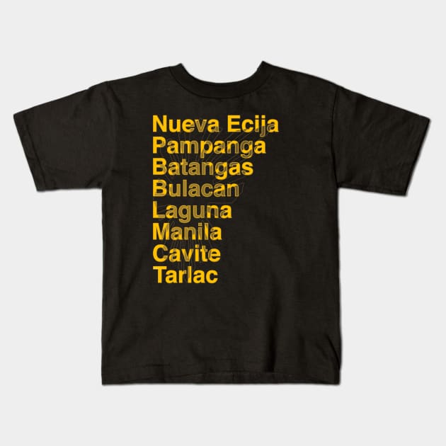 8 Provinces of the Philippines Kids T-Shirt by Nostalgink